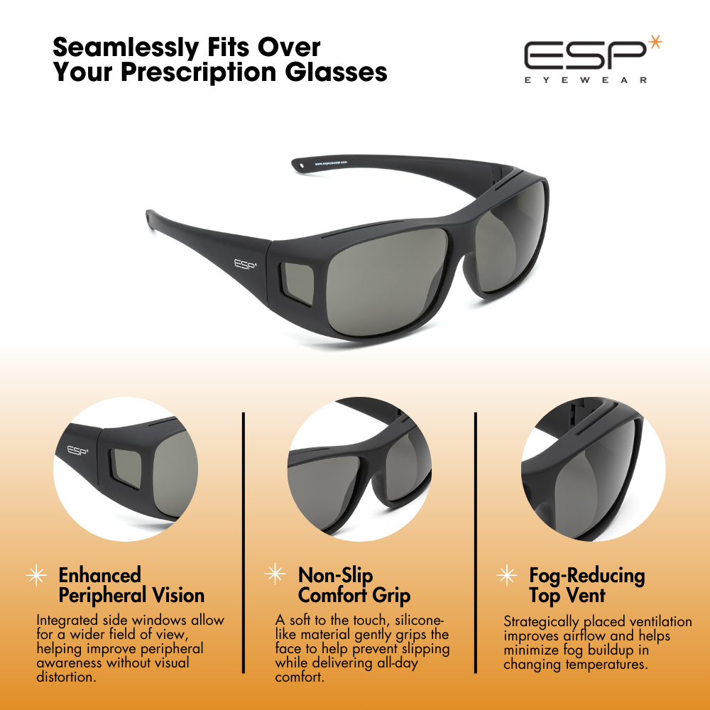 Over the Glasses Polarized Collection - Smooth Comfort Black Frame - (L/XL)